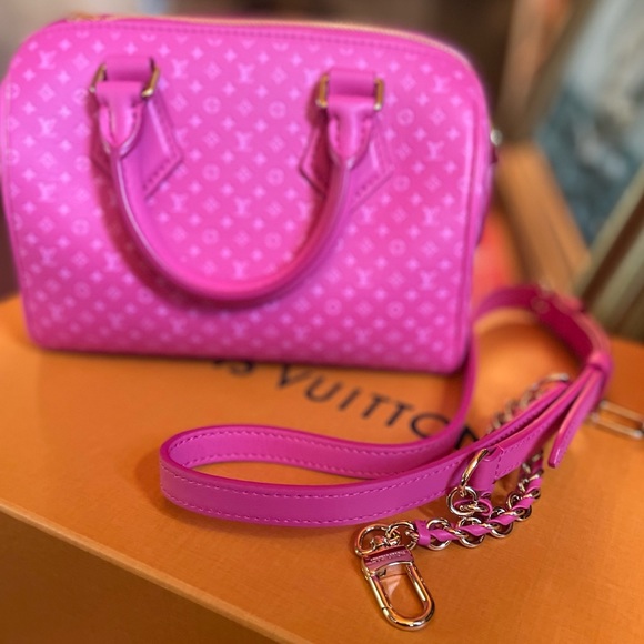 🩷 Louis Vuitton Speedy Bandouliere Nanogram 20 Rose EUC ONE OWNER - Picture 6 of 17